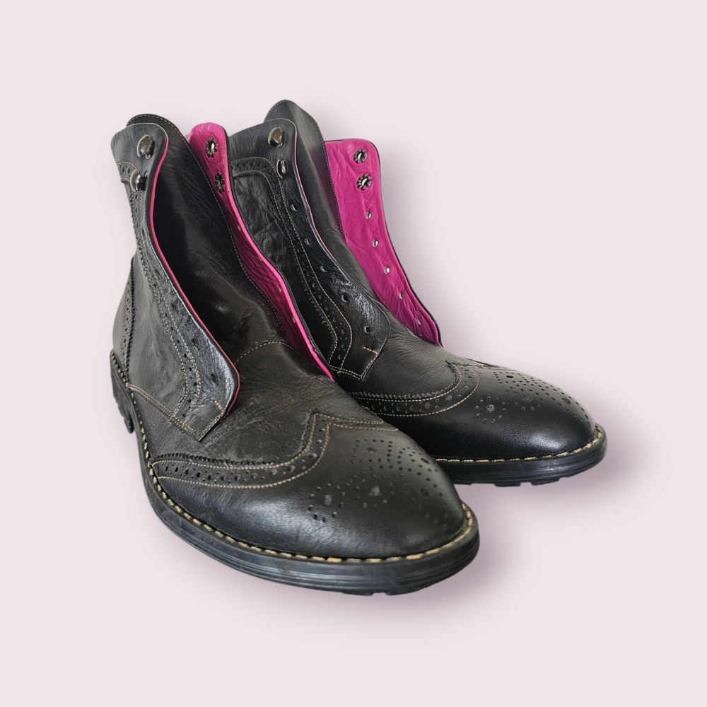 Argento and Bourbon Leather Derby Old Money Quiet Luxury‎ Preppy Boots sz EU 41